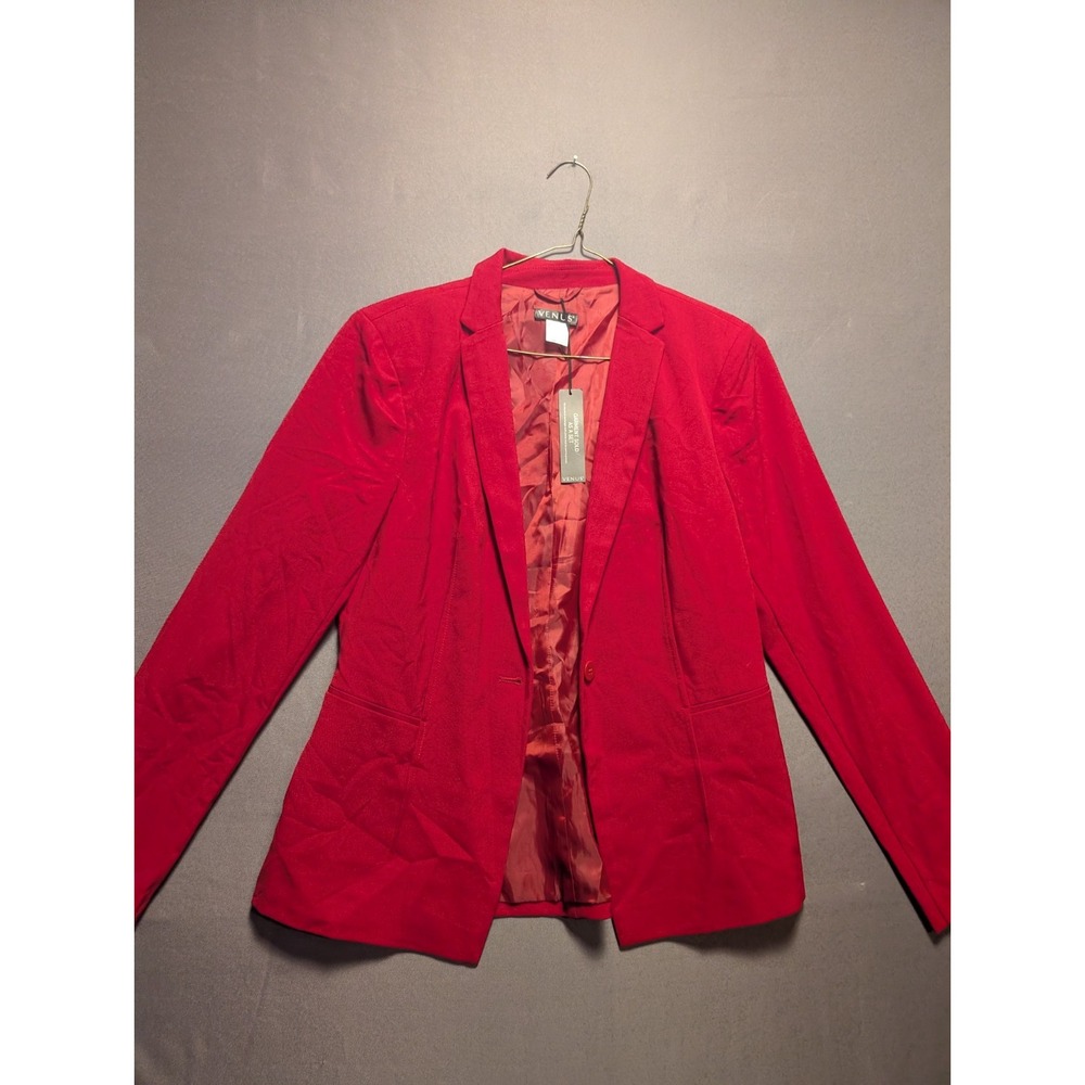 VENUS Blazer Jacket Womens 8 Red Notch Lapel Professional Career Workwear Formal